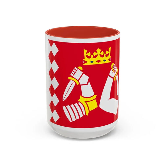 Flag of North Karelia Finland - Accent Coffee Mug 15oz Red - Go Mug Yourself
