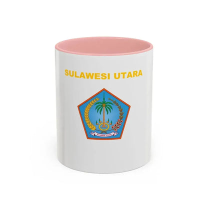 Flag of North Sulawesi Indonesia - Accent Coffee Mug 11oz Pink - Go Mug Yourself