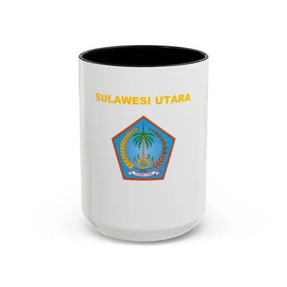 Flag of North Sulawesi Indonesia - Accent Coffee Mug 15oz Black - Go Mug Yourself