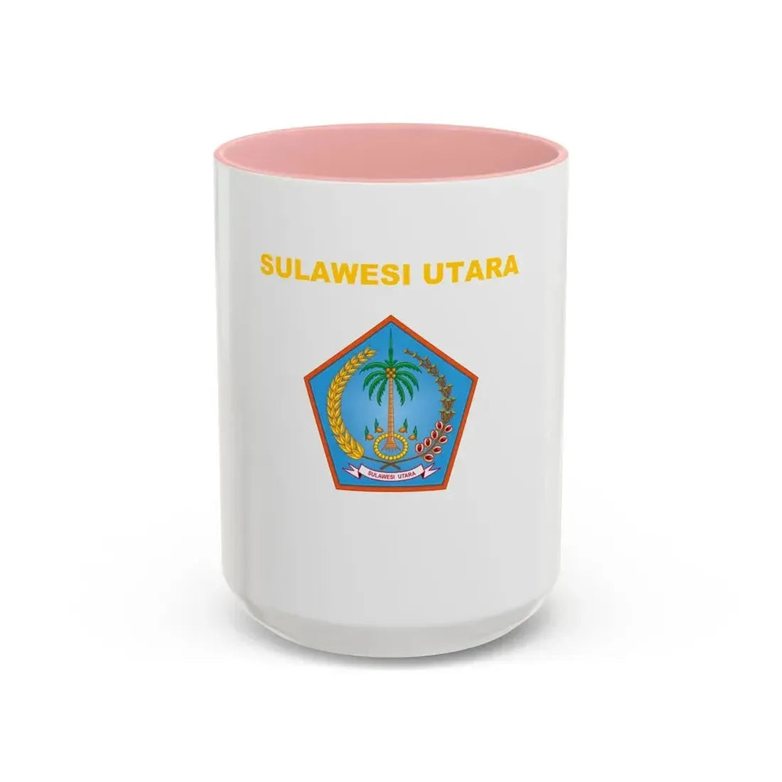 Flag of North Sulawesi Indonesia - Accent Coffee Mug 15oz Pink - Go Mug Yourself