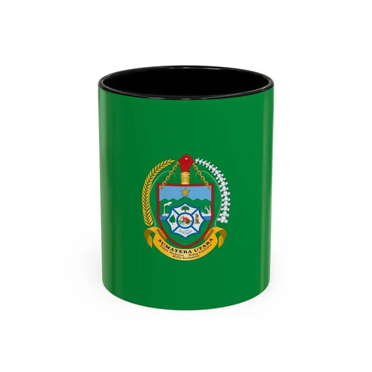 Flag of North Sumatra Indonesia - Accent Coffee Mug 11oz Black - Go Mug Yourself