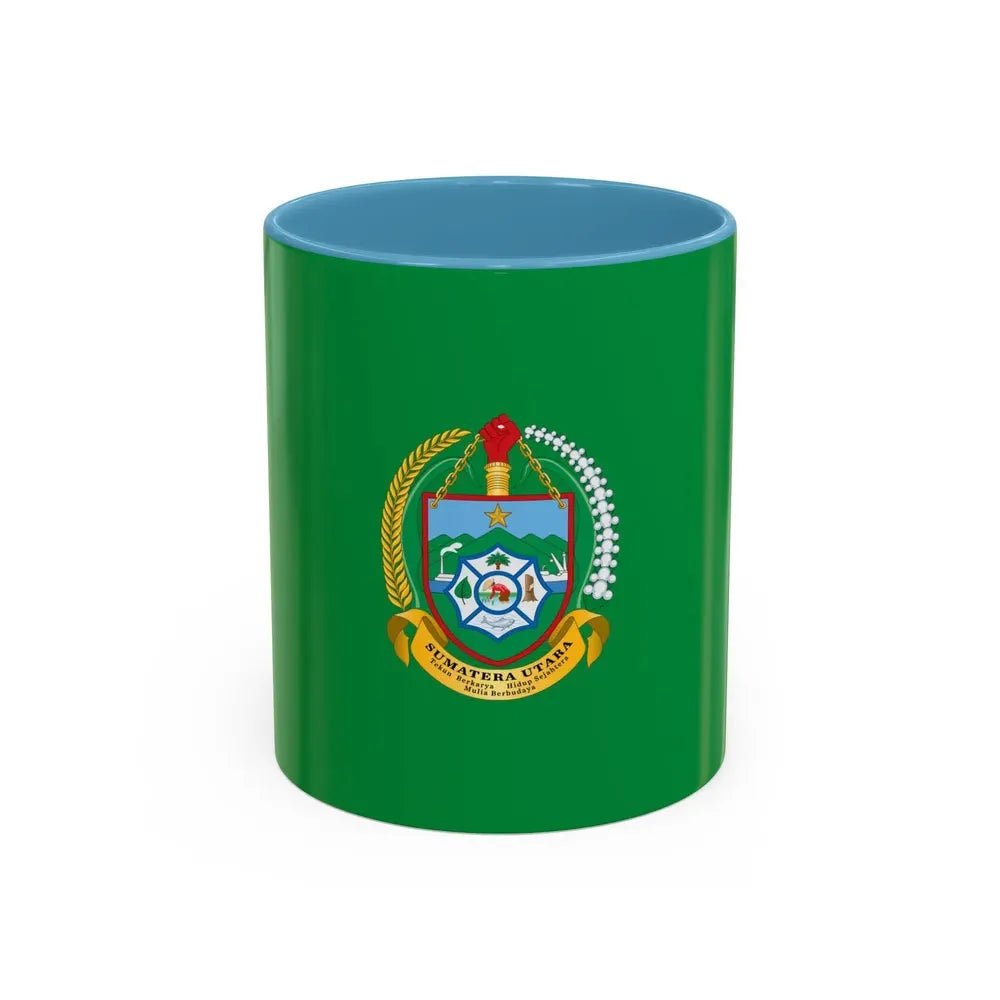 Flag of North Sumatra Indonesia - Accent Coffee Mug 11oz Light Blue - Go Mug Yourself