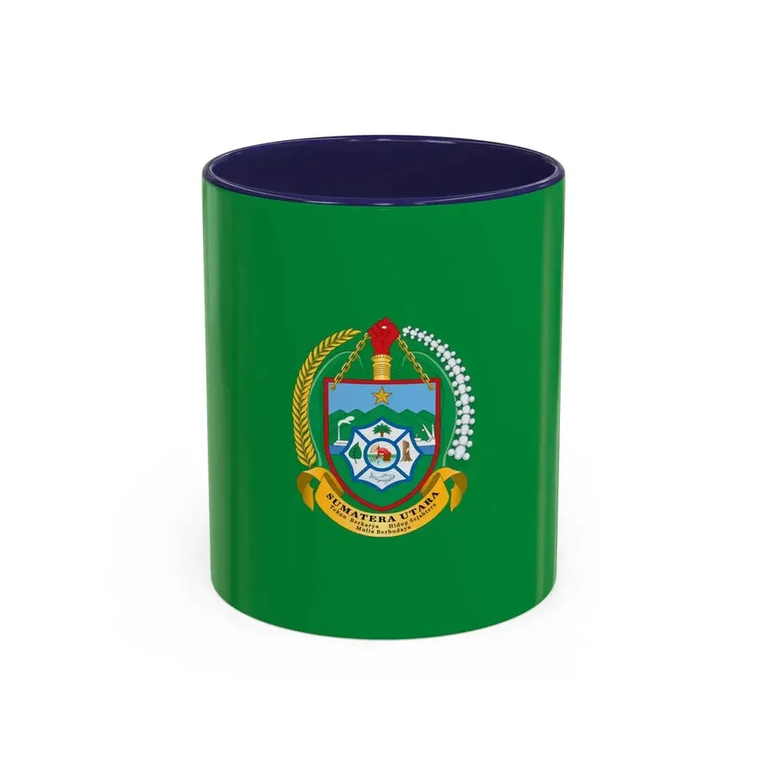Flag of North Sumatra Indonesia - Accent Coffee Mug 11oz Navy - Go Mug Yourself