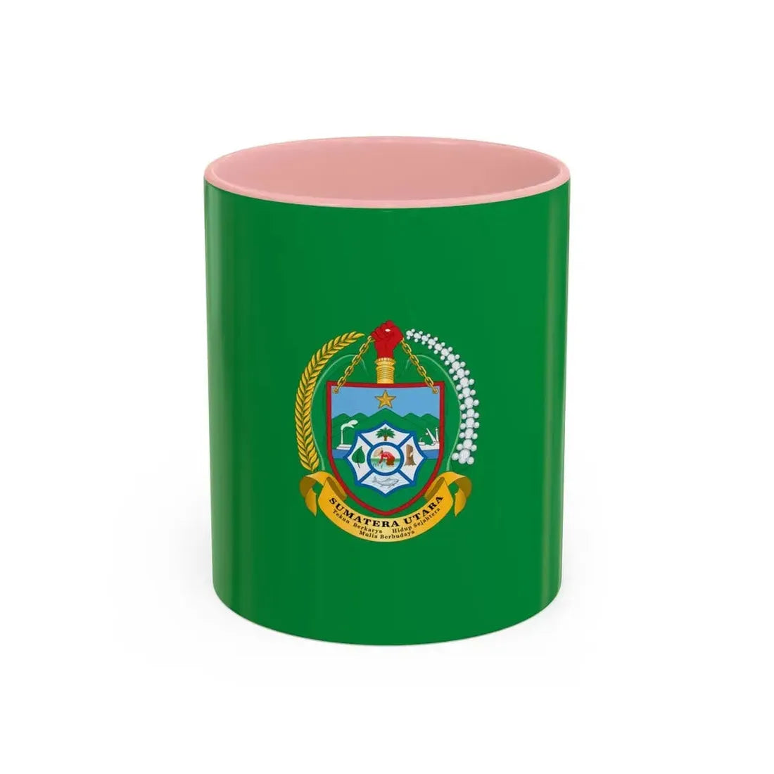Flag of North Sumatra Indonesia - Accent Coffee Mug 11oz Pink - Go Mug Yourself