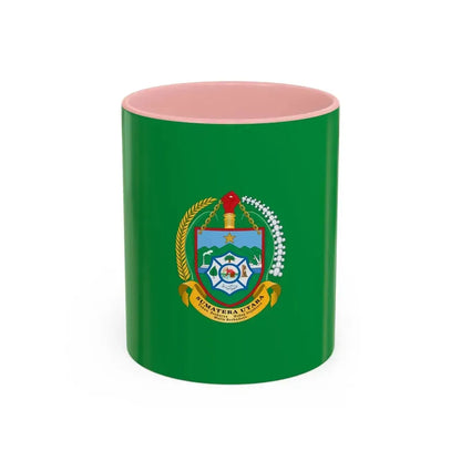 Flag of North Sumatra Indonesia - Accent Coffee Mug 11oz Pink - Go Mug Yourself