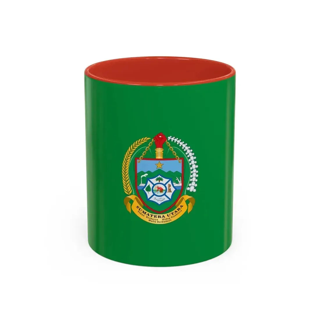 Flag of North Sumatra Indonesia - Accent Coffee Mug 11oz Red - Go Mug Yourself