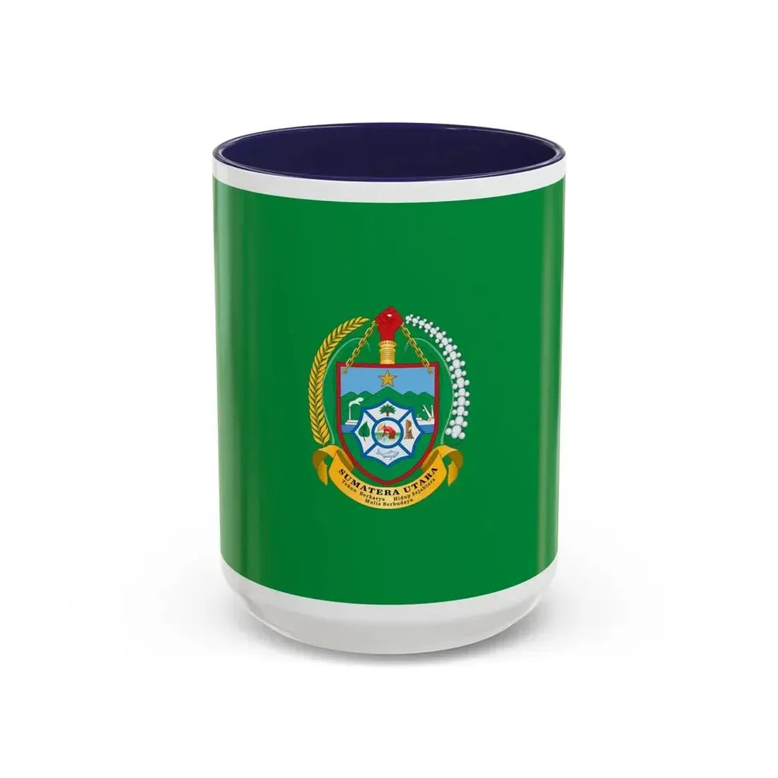 Flag of North Sumatra Indonesia - Accent Coffee Mug 15oz Navy - Go Mug Yourself