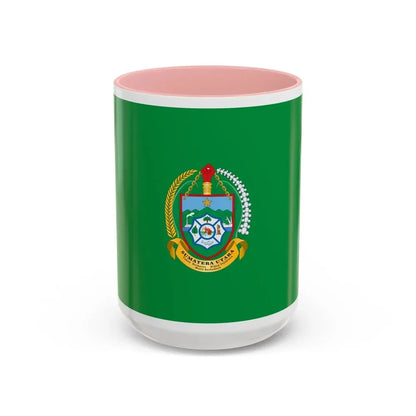 Flag of North Sumatra Indonesia - Accent Coffee Mug 15oz Pink - Go Mug Yourself