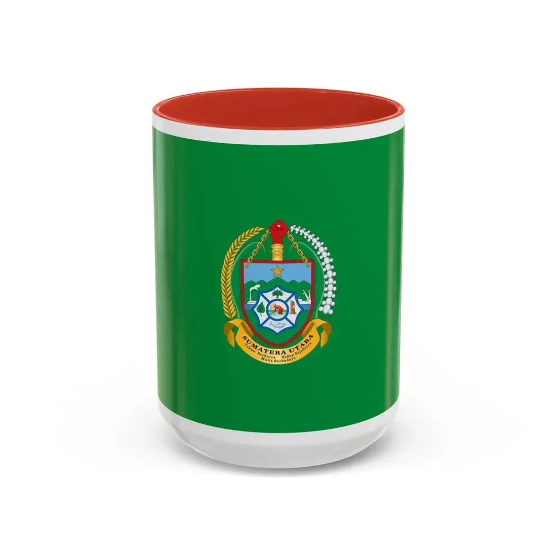 Flag of North Sumatra Indonesia - Accent Coffee Mug 15oz Red - Go Mug Yourself