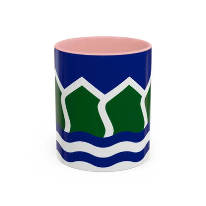 Flag of North Vancouver British Columbia district municipality Canada - Accent Coffee Mug 11oz Pink - Go Mug Yourself