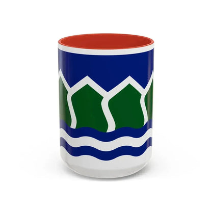 Flag of North Vancouver British Columbia district municipality Canada - Accent Coffee Mug 15oz Red - Go Mug Yourself