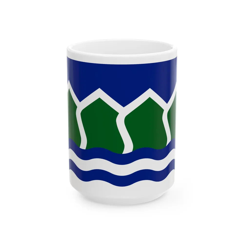 Flag of North Vancouver British Columbia district municipality Canada - White Coffee Mug-15oz-Go Mug Yourself