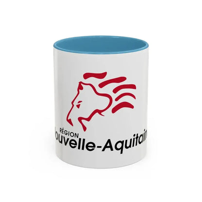Flag of Nouvelle Aquitaine France 2 - Accent Coffee Mug 11oz Light Blue - Go Mug Yourself
