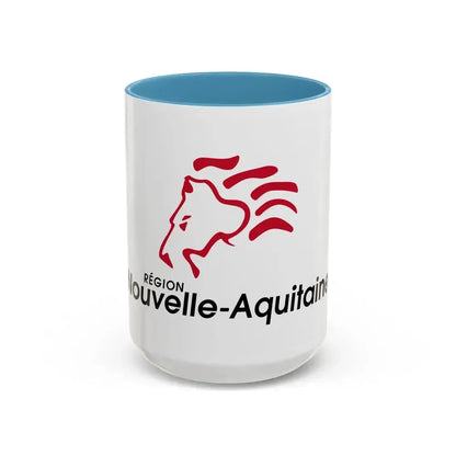 Flag of Nouvelle Aquitaine France 2 - Accent Coffee Mug 15oz Light Blue - Go Mug Yourself