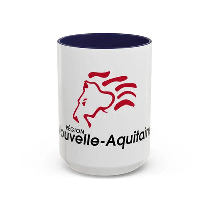 Flag of Nouvelle Aquitaine France 2 - Accent Coffee Mug 15oz Navy - Go Mug Yourself
