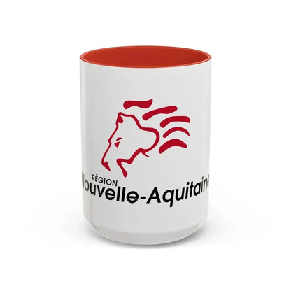 Flag of Nouvelle Aquitaine France 2 - Accent Coffee Mug 15oz Red - Go Mug Yourself