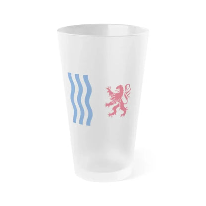 Flag of Nouvelle Aquitaine France - Frosted Pint Glass 16oz 16oz Frosted - Go Mug Yourself