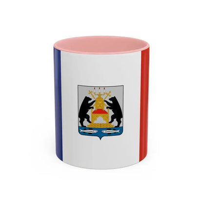 Flag of Novgorod Oblast Russia - Accent Coffee Mug 11oz Pink - Go Mug Yourself