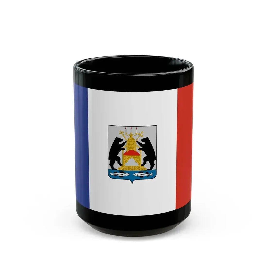 Flag of Novgorod Oblast Russia - Black Coffee Mug 15oz - Go Mug Yourself