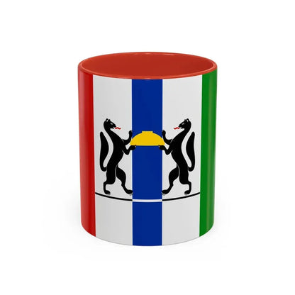 Flag of Novosibirsk Oblast Russia - Accent Coffee Mug 11oz Red - Go Mug Yourself