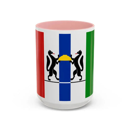 Flag of Novosibirsk Oblast Russia - Accent Coffee Mug 15oz Pink - Go Mug Yourself