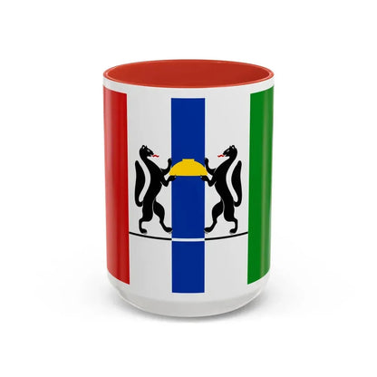 Flag of Novosibirsk Oblast Russia - Accent Coffee Mug 15oz Red - Go Mug Yourself
