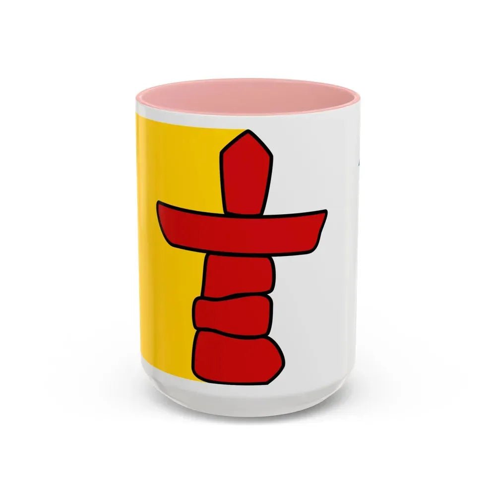 Flag of Nunavut Canada - Accent Coffee Mug 15oz Pink - Go Mug Yourself