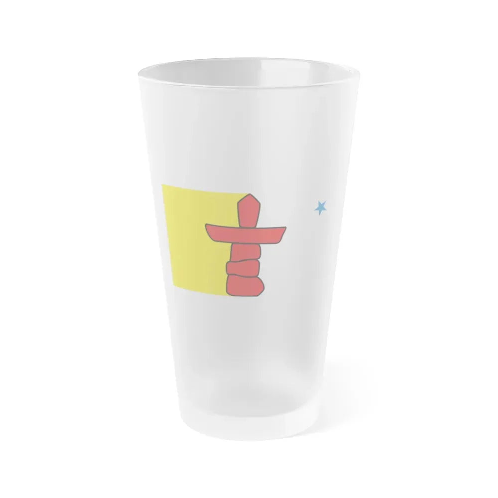 Flag of Nunavut Canada - Frosted Pint Glass 16oz 16oz Frosted - Go Mug Yourself