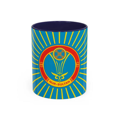 Flag of Nur Sultan Kazakhstan - Accent Coffee Mug 11oz Navy - Go Mug Yourself
