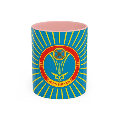 Flag of Nur Sultan Kazakhstan - Accent Coffee Mug 11oz Pink - Go Mug Yourself
