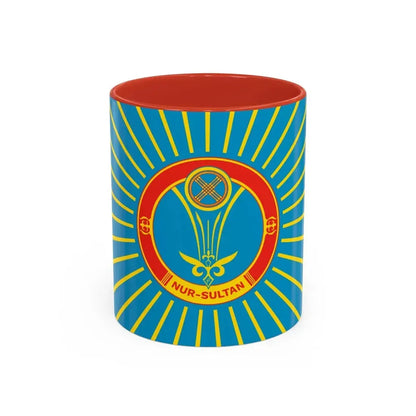 Flag of Nur Sultan Kazakhstan - Accent Coffee Mug 11oz Red - Go Mug Yourself