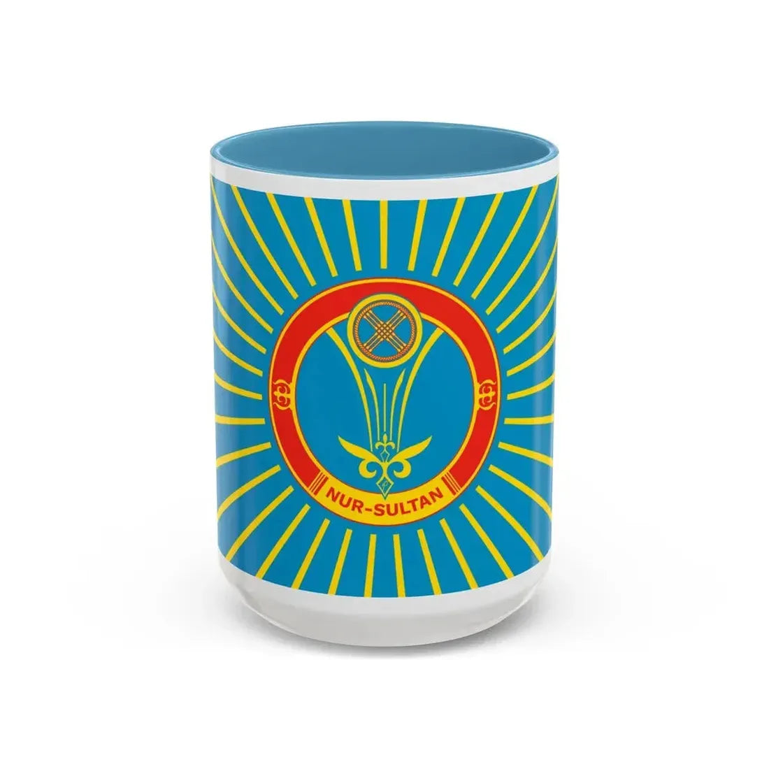 Flag of Nur Sultan Kazakhstan - Accent Coffee Mug 15oz Light Blue - Go Mug Yourself
