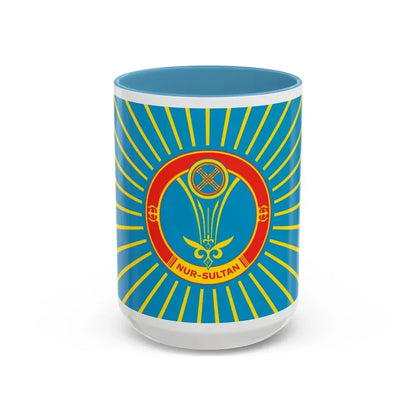 Flag of Nur Sultan Kazakhstan - Accent Coffee Mug 15oz Light Blue - Go Mug Yourself