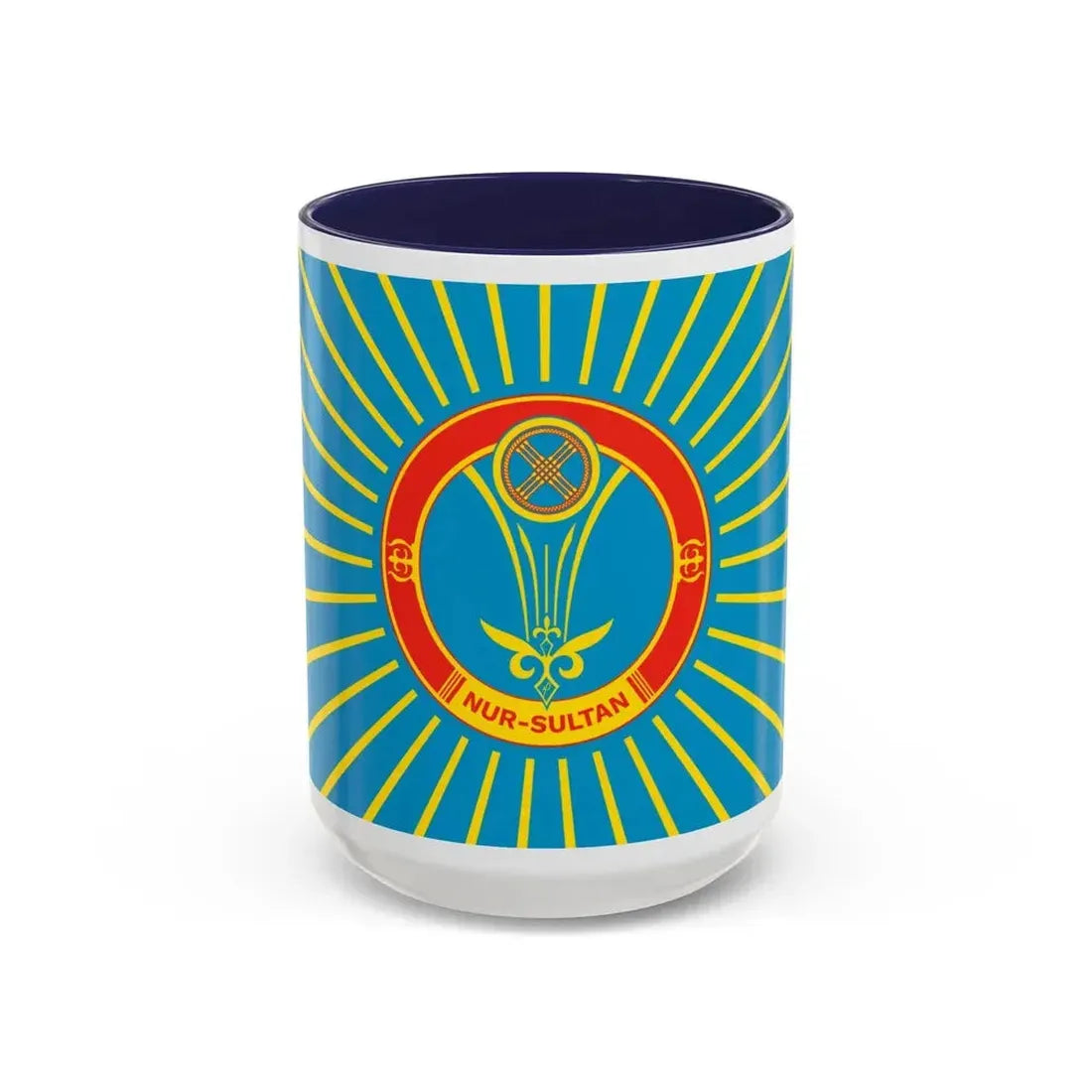 Flag of Nur Sultan Kazakhstan - Accent Coffee Mug 15oz Navy - Go Mug Yourself