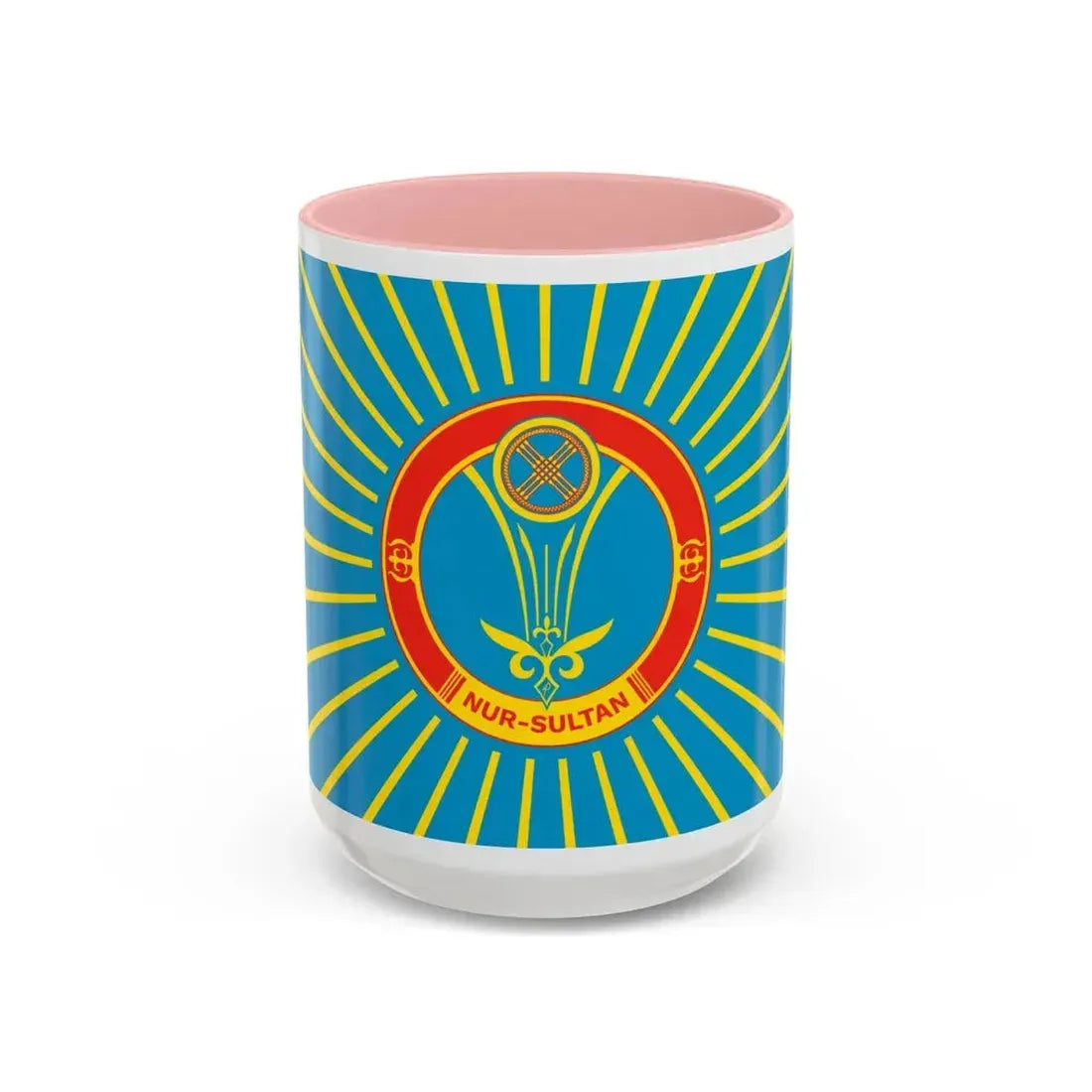Flag of Nur Sultan Kazakhstan - Accent Coffee Mug 15oz Pink - Go Mug Yourself