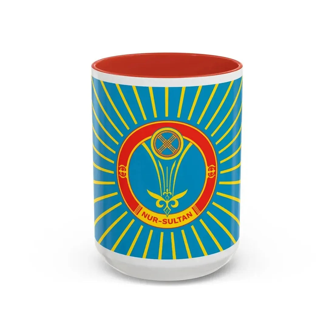 Flag of Nur Sultan Kazakhstan - Accent Coffee Mug 15oz Red - Go Mug Yourself