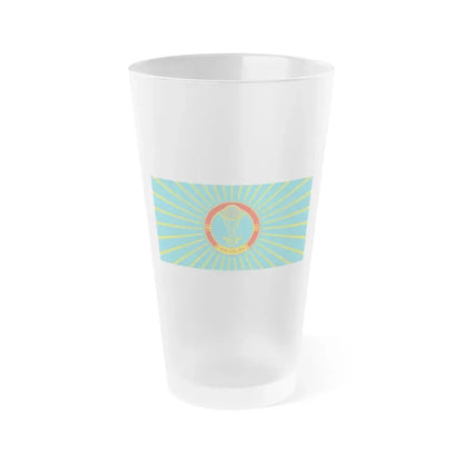 Flag of Nur Sultan Kazakhstan - Frosted Pint Glass 16oz 16oz Frosted - Go Mug Yourself