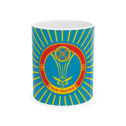 Flag of Nur-Sultan Kazakhstan (Kazakhstan) White Coffee Mug 11oz - Go Mug Yourself