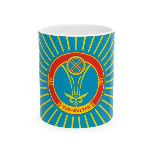 Flag of Nur-Sultan Kazakhstan (Kazakhstan) White Coffee Mug 11oz - Go Mug Yourself