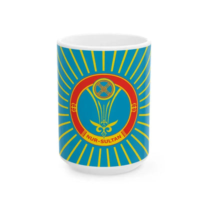 Flag of Nur-Sultan Kazakhstan (Kazakhstan) White Coffee Mug 15oz - Go Mug Yourself