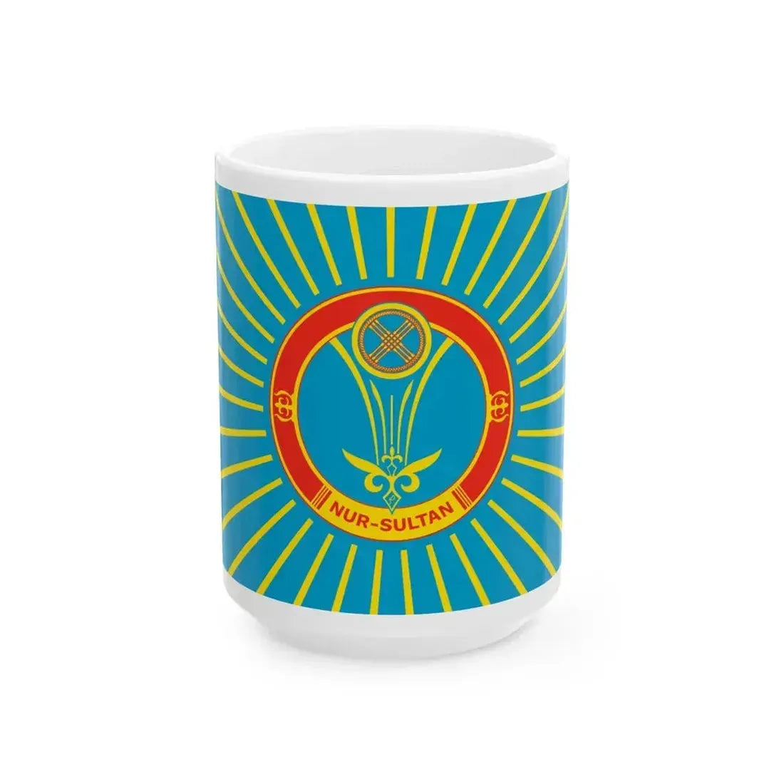 Flag of Nur Sultan Kazakhstan - White Coffee Mug 15oz - Go Mug Yourself
