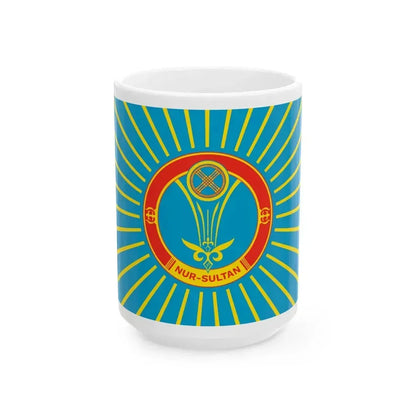 Flag of Nur Sultan Kazakhstan - White Coffee Mug 15oz - Go Mug Yourself