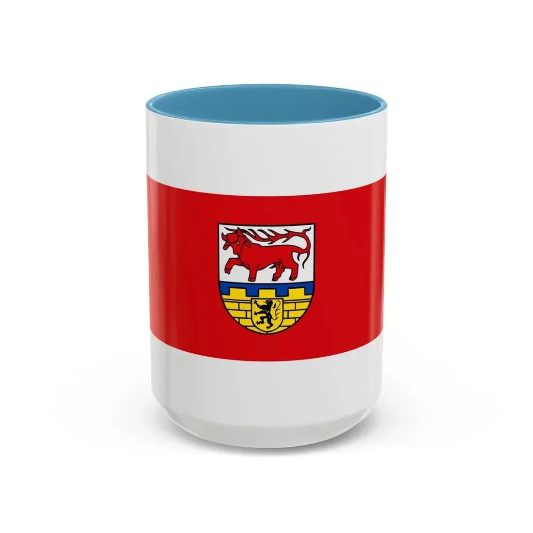 Flag of Oberspreewald Lausitz Germany - Accent Coffee Mug 15oz Light Blue - Go Mug Yourself