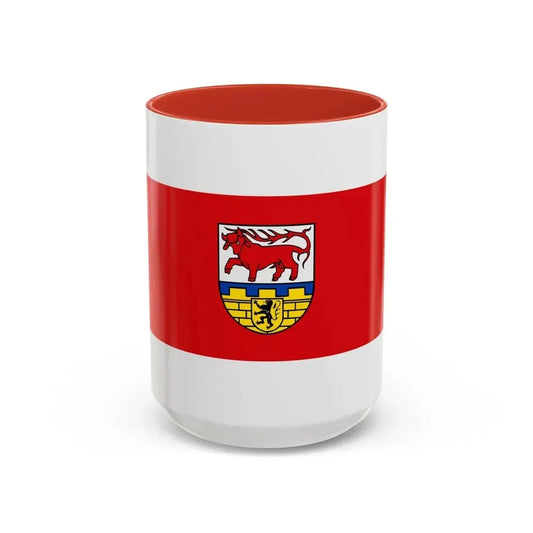 Flag of Oberspreewald Lausitz Germany - Accent Coffee Mug 15oz Red - Go Mug Yourself