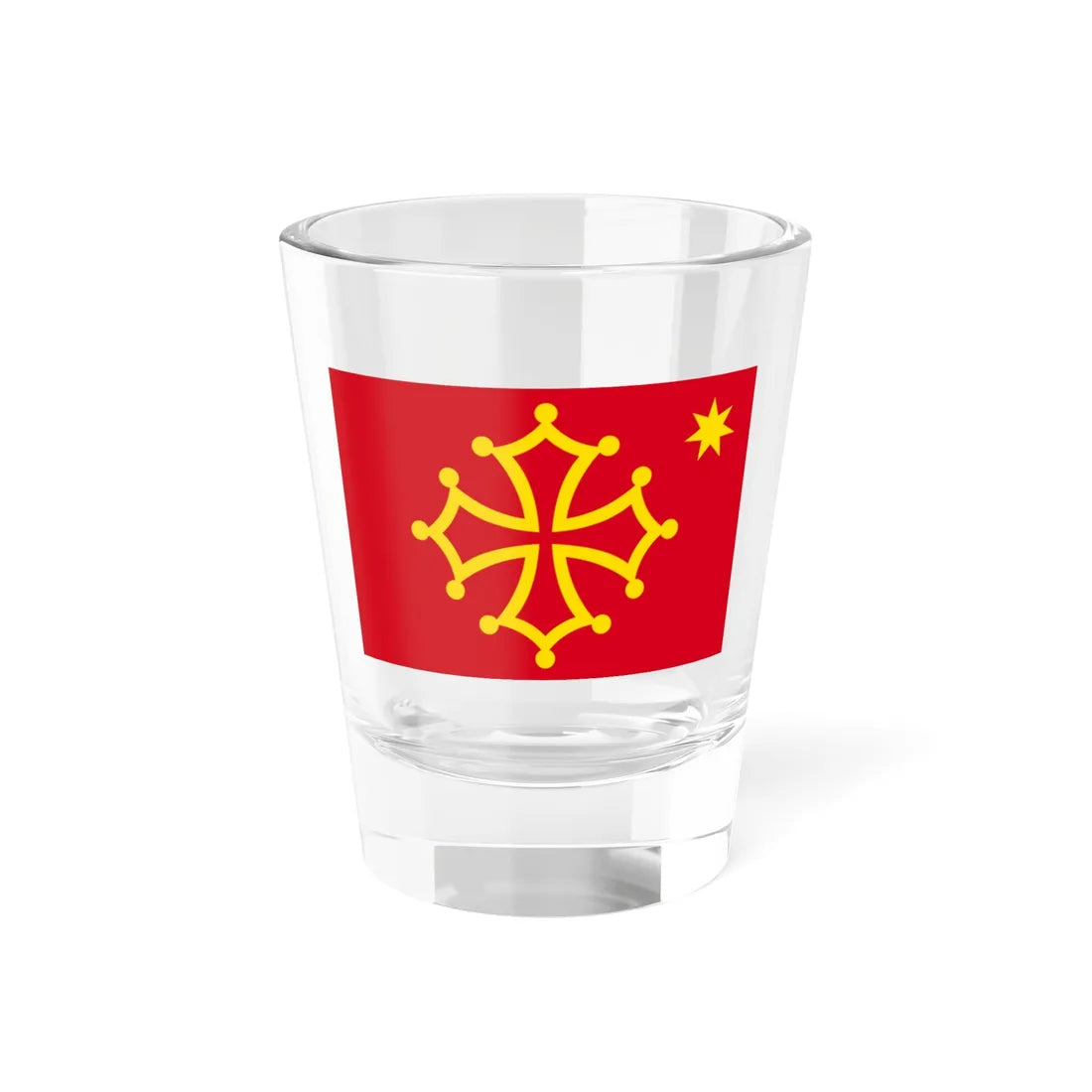 Flag of Occitania with star (France) Shot Glass 1.5oz 1.5oz - Go Mug Yourself