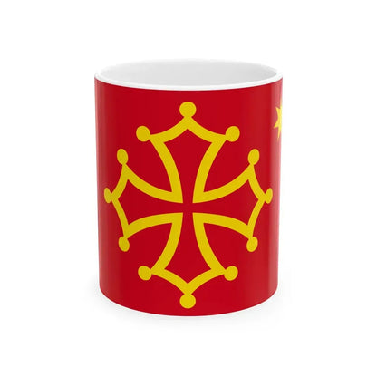 Flag of Occitania with star (France) White Coffee Mug 11oz - Go Mug Yourself