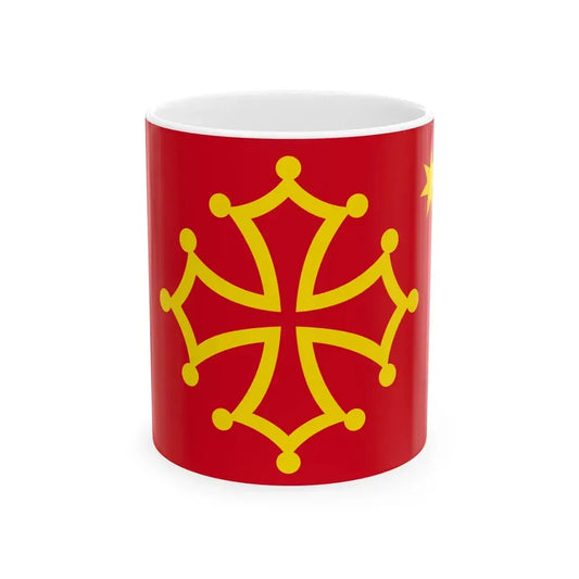 Flag of Occitania with star (France) White Coffee Mug 11oz - Go Mug Yourself