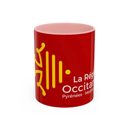 Flag of Occitanie France - Accent Coffee Mug 11oz Pink - Go Mug Yourself