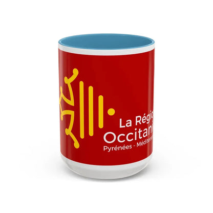 Flag of Occitanie France - Accent Coffee Mug 15oz Light Blue - Go Mug Yourself