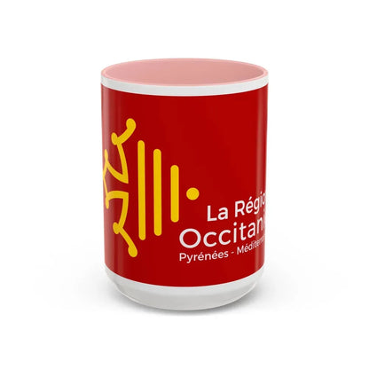 Flag of Occitanie France - Accent Coffee Mug 15oz Pink - Go Mug Yourself